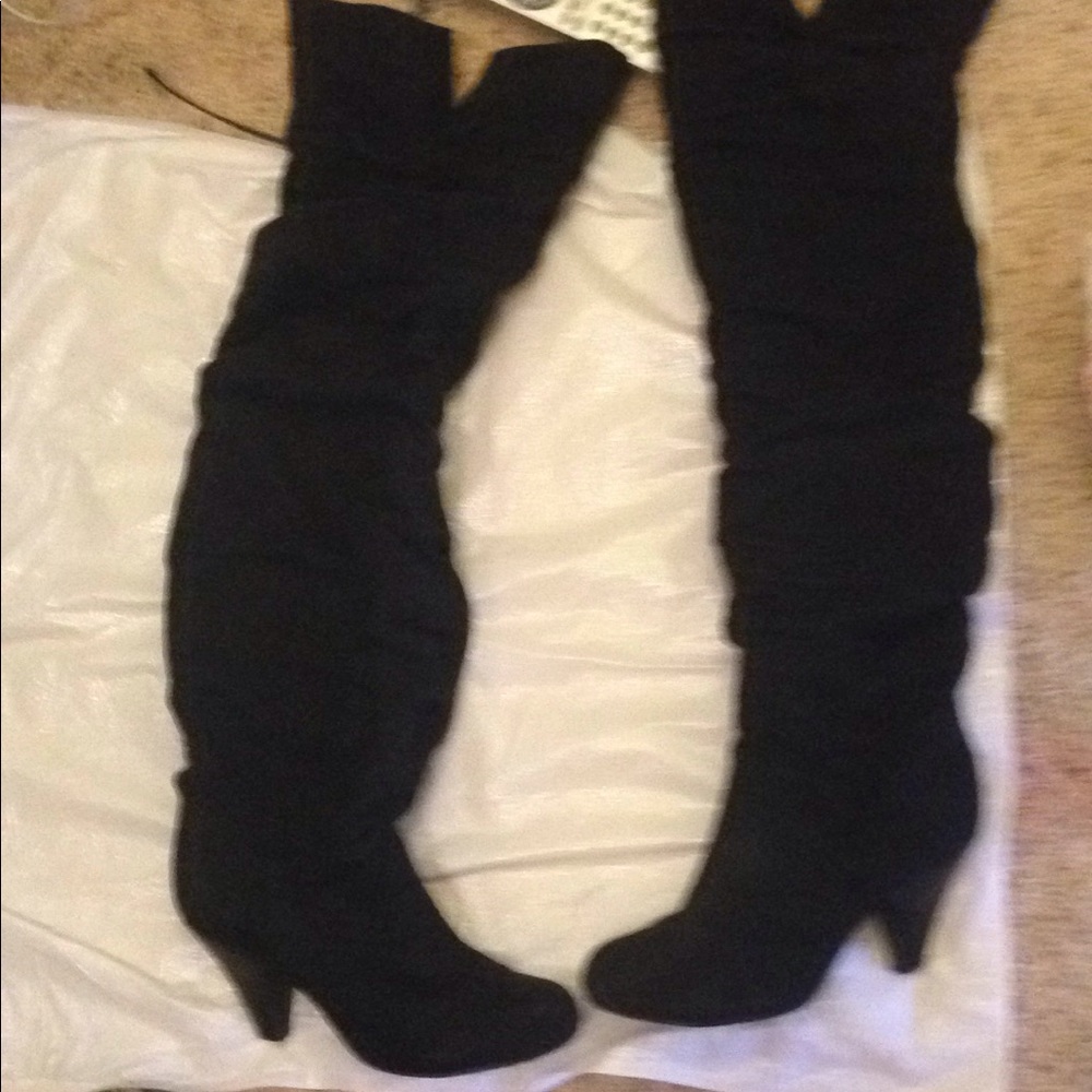 Over the knee black suede boots